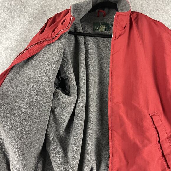 VTG J Crew Oarsman Bomber Jacket Mens Medium Red Fleece Lined Full Zip 90s USA - Picture 6 of 14